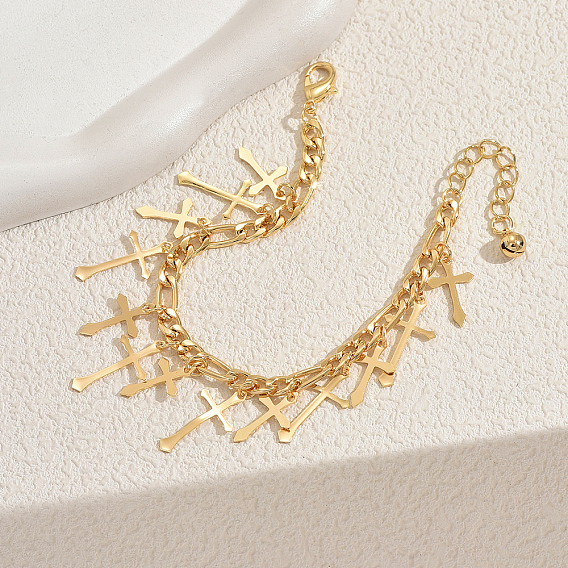 Браслеты с железными подвесками в стиле панк, браслеты figaro chains для женщин, крестик