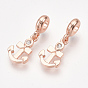 Alloy European Dangle Charms, with Rhinestone, Large Hole Pendants, Anchor, Crystal