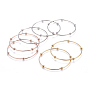 Fashion 304 Stainless Steel Bangle Sets, with Round Beads