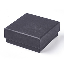 Kraft Paper Cardboard Jewelry Boxes, Ring/Earring Box, Square