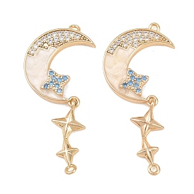 Кулоны с эмалью из латуни с прозрачным кубическим цирконием, луна со звездными чарами