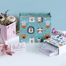 Boîtes-cadeaux pliantes en papier cartonné, paquet cadeau, rectangle avec poignée