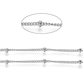 304 Stainless Steel Satellite Chains, Soldered, with Rondelle Beads