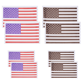 SUPERFINDINGS 4 Sheets 4 Style Waterproof Plastic Wall Stickers, with Adhesive Tape, For Car Decorations, The American National Flag