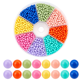 8 Colors Opaque Acrylic Beads, No Hole, Round