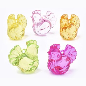 Transparent Acrylic Pendants, Faceted, Hen