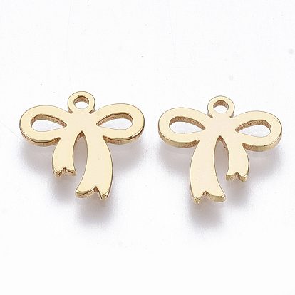 Brass Charms, Nickel Free, Bowknot, Real 18K Gold Plated