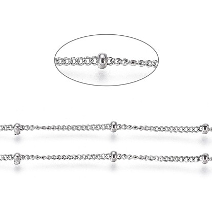 304 Stainless Steel Satellite Chains, Soldered, with Rondelle Beads