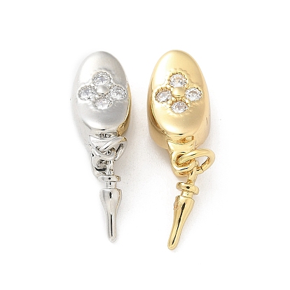 Латунные застежки из прозрачного кубического циркония с микропаве, без кадмия, без никеля и без свинца, овальные