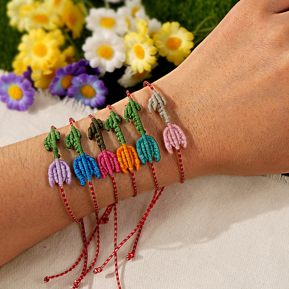 Богемный регулируемый браслет-цепочка для женщин, цветок