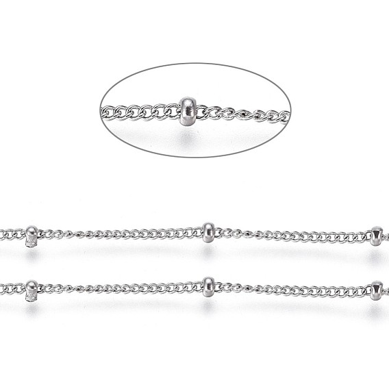 304 Stainless Steel Satellite Chains, Soldered, with Rondelle Beads