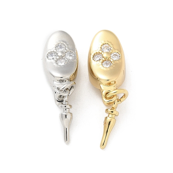 Латунные застежки из прозрачного кубического циркония с микропаве, без кадмия, без никеля и без свинца, овальные