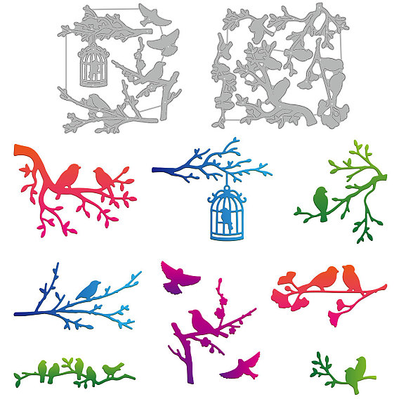 Углеродистая сталь разрезает трафареты, для diy scrapbooking, Фотоальбом, декоративная бумага для тиснения, цвет нержавеющей стали, птица и клетка