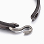 Cowhide Leather Bracelets, with Alloy S-Hook Clasps, Antique Silver