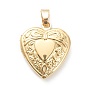 Brass Locket Pendants, Photo Frame Pendants for Necklaces, Long-Lasting Plated, Heart with Bowknot