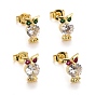 Серьги-гвоздики из латуни с микропаве из кубического циркония, долговечное покрытие из настоящего золота 18 k, без свинца и без кадмия, сова