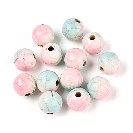 Хрустящие непрозрачные акриловые бусины, имитация бирюзовый, круглые, два тона