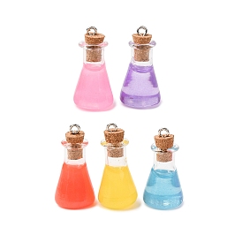 Прозрачные смоляные подвески, бутылка с зельем, с платиновыми тоновыми железными петлями