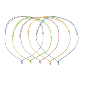5 шт 5 цвета регулируемый вощеный полиэстеровый шнур изготовление ожерелий, с 304 кольцами из нержавеющей стали/скобыми для колки льда, разноцветные