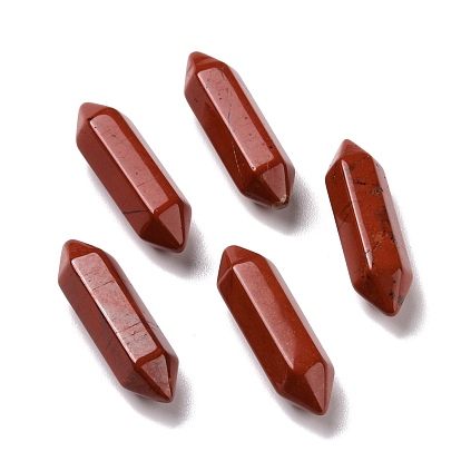 Natural Red Jasper Healing Stones, Reiki Energy Balancing Meditation Therapy Wand, No Hole, Faceted, Double Terminated Points