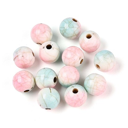 Хрустящие непрозрачные акриловые бусины, имитация бирюзовый, круглые, два тона