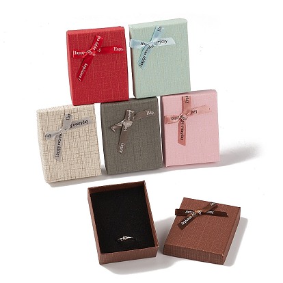 Cardboard Jewelry Set Boxes, Rectangle with Bowknot