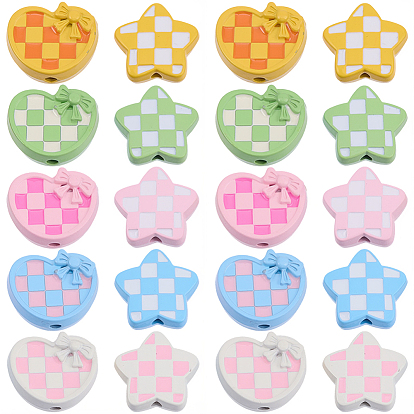 20 шт 10 стили узор гончая зуб краска сплав бусины, рисунок зубов гончих в форме звезды и сердца