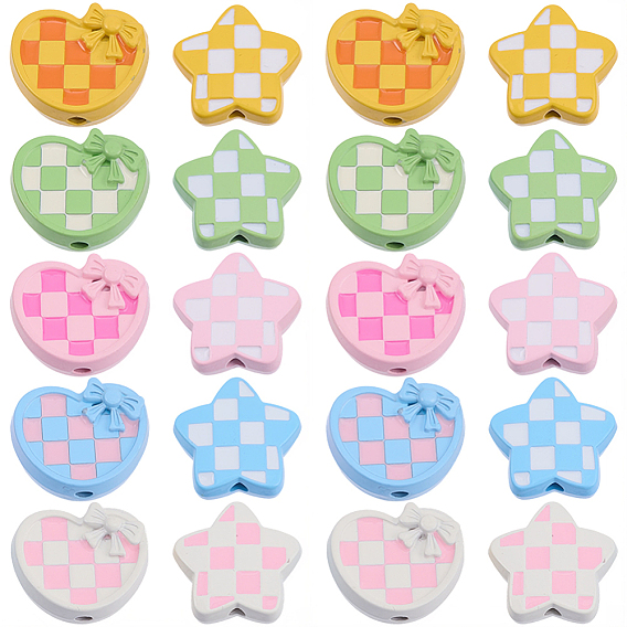 20 шт 10 стили узор гончая зуб краска сплав бусины, рисунок зубов гончих в форме звезды и сердца