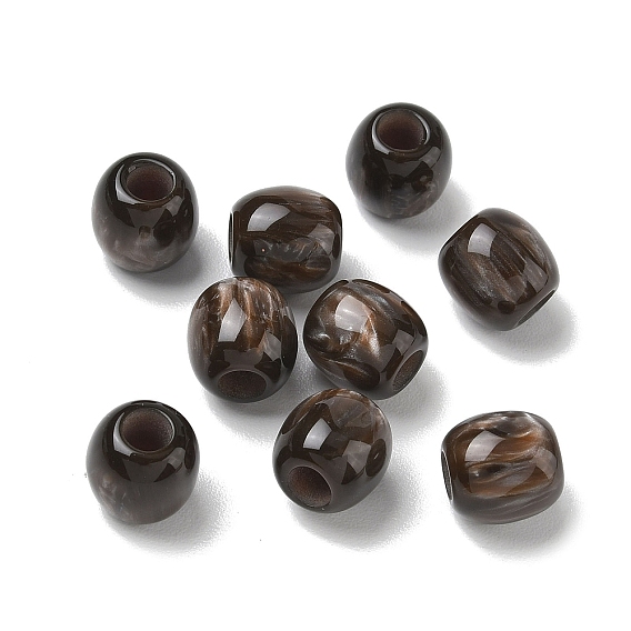 Opaque Resin European Beads, Large Hole Beads, Barrel
