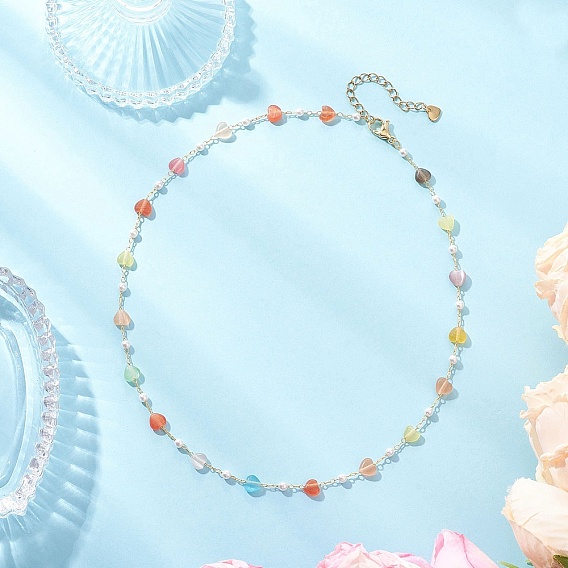 Разноцветные ожерелья из цепочек с кошачьим глазом и пластиковым жемчугом, украшения из латуни для женщин