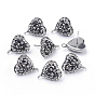Polymer Clay Rhinestone Stud Earring Findings, with Loop, Stainless Steel Findings, Heart, Stainless Steel Color