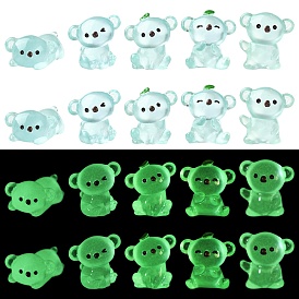 40 piezas 8 estilos adornos miniatura de koala luminoso, accesorios de casa de muñecas micro paisaje hogar, simulando decoraciones de utilería, brillan en la oscuridad