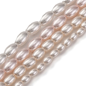 Baking Painted Pearlized Glass Pearl Bead Strands, Oval