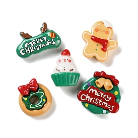 Christmas Theme Opaque Resin Decoden Cabochons, for Jewelry Making