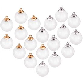 Поделки кулон решений, круглые механизированные выдувные стеклянные шарики и прозрачные стеклянные шарики, с поручнями латунные поруки