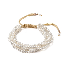 Adjustable Acrylic Imitation Pearl Braided Bead Bracelets for Women