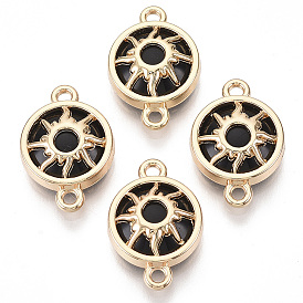 Соединители стеклянные ссылки, с легкими позолоченными сплавами, плоские круглые с солнцем