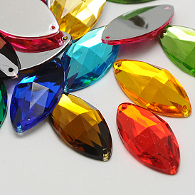 Шить на горный хрусталь, Тайвань акриловые горный хрусталь, два отверстия, аксессуары для одежды, граненые, лошадиный глаз 