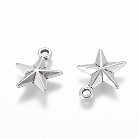 Tibetan Style Alloy Pendants, Cadmium Free & Lead Free, Star, 16x14x4mm, Hole: 2mm