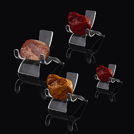 Transparent Chair Shape Acrylic Crystal Display Stands, Geodes Rock Mineral Agate Display Holders