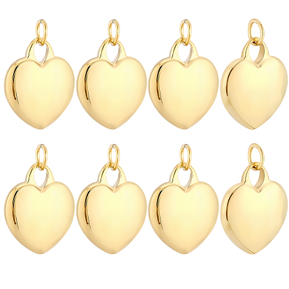 8Pcs 316 Surgical Stainless Steel Pendants, with Jump Rings, Heart