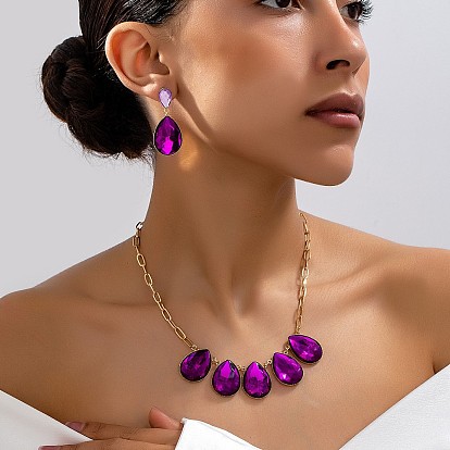 Комплект из ожерелья с подвеской из сплава в форме капли и серег-гвоздиков