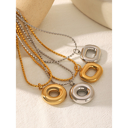 304 Colliers avec pendentif anneau rectangulaire en acier inoxydable