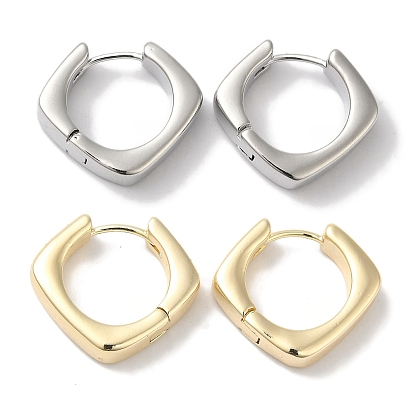 Rhombus Brass Hoop Earrings for Women