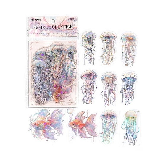 20 Sheets Ocean Material PET Sticker Pack from Mo Mo's Boundless Jellyfish Series