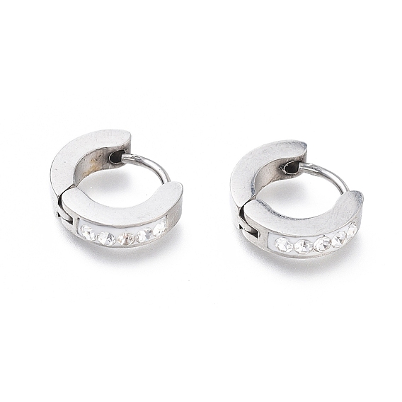 304 обруч серьги из нержавеющей стали замке, с полимерной глиной горный хрусталь, кольцо