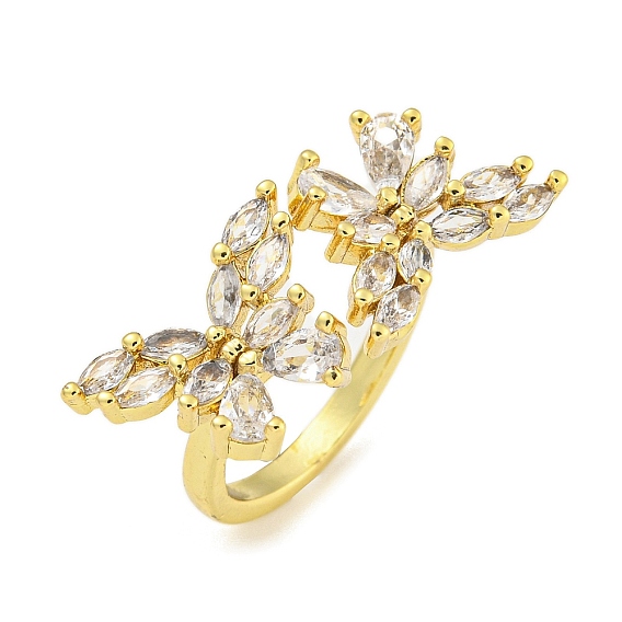 Открытые манжеты из латуни с микро-паве и кубическим цирконием в форме бабочки для женщин, без свинца и без кадмия, долговечный