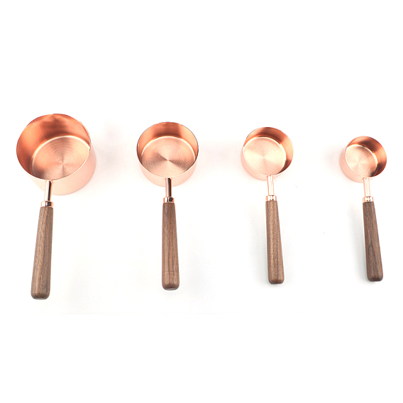 Набор латунных мерных ложек, с деревянной ручкой, инструмент для выпечки