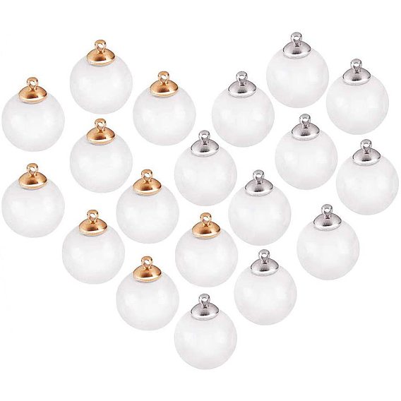 Поделки кулон решений, круглые механизированные выдувные стеклянные шарики и прозрачные стеклянные шарики, с поручнями латунные поруки