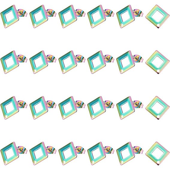 24шт. ионное покрытие (IP) 304 фурнитура для сережек-гвоздиков из нержавеющей стали, ромб